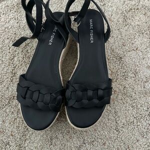 Marc Fisher Black Braided Sandals